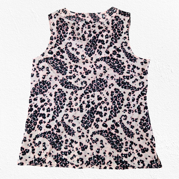 Talbots Pink Animal Print Paisley Trapunto Popover Sleeveless Blouse Size Medium - Picture 7 of 7